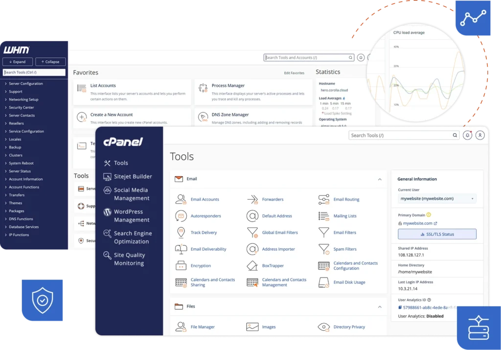 Vista principal del panel de control cPanel
